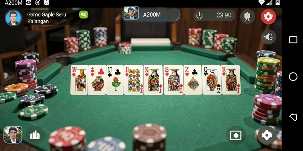 Screenshot gameplay A200M yang menampilkan suasana seru bermain Gaple.