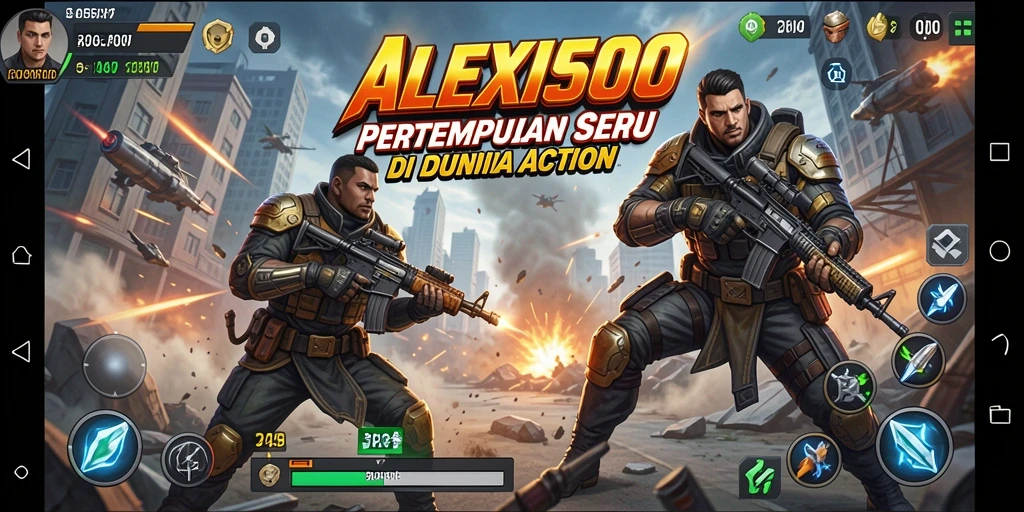 Screenshot ALEXIS500 menunjukkan aksi pertempuran yang intens dan mendebarkan.