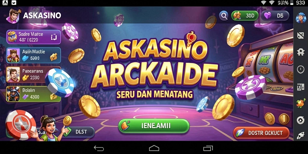 Tampilan menarik dari gameplay ASKASINO yang penuh warna.
