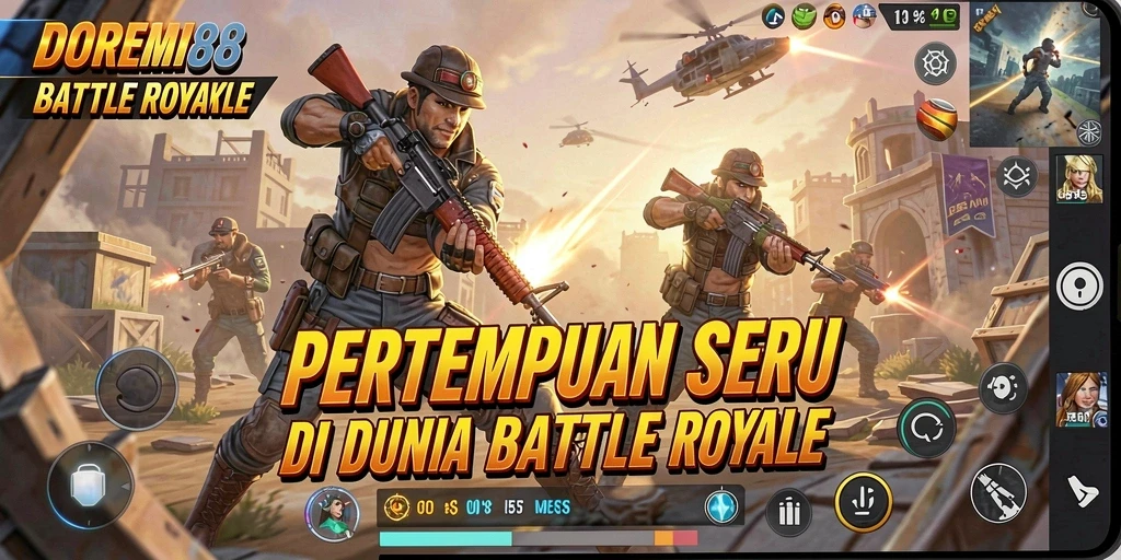 Tampilan menarik dari gameplay epik dalam DOREMI88 Battle Royale.