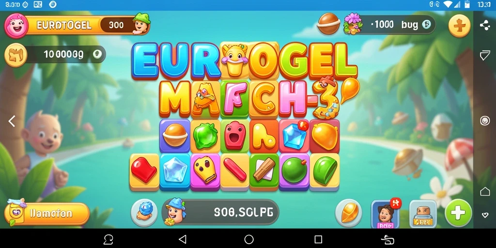 Menampilkan gameplay seru permainan Match-3 EUROTOGEL.