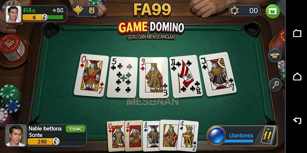 Screenshot gameplay FA99 menampilkan keseruan bermain domino.