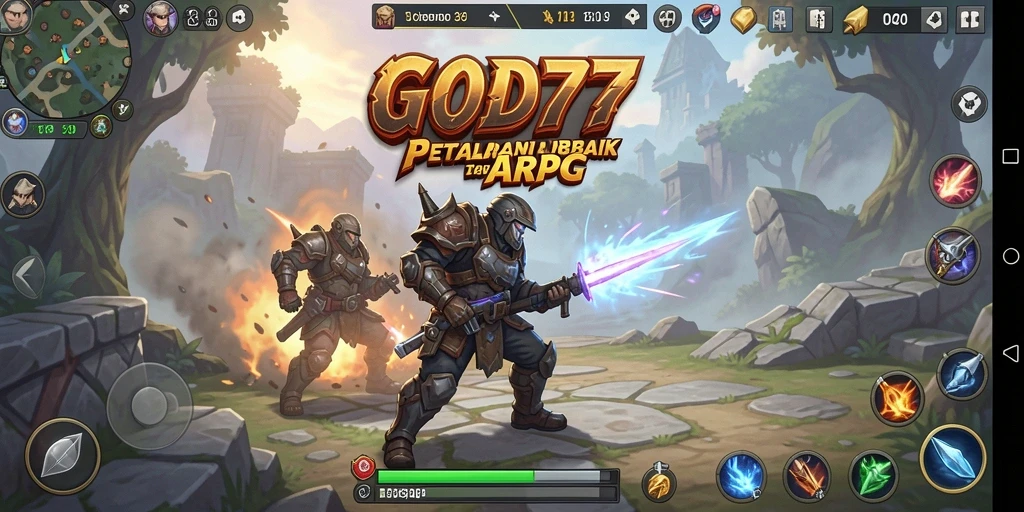 Tampilan aksi memukau dalam gameplay ARPG GOD77.