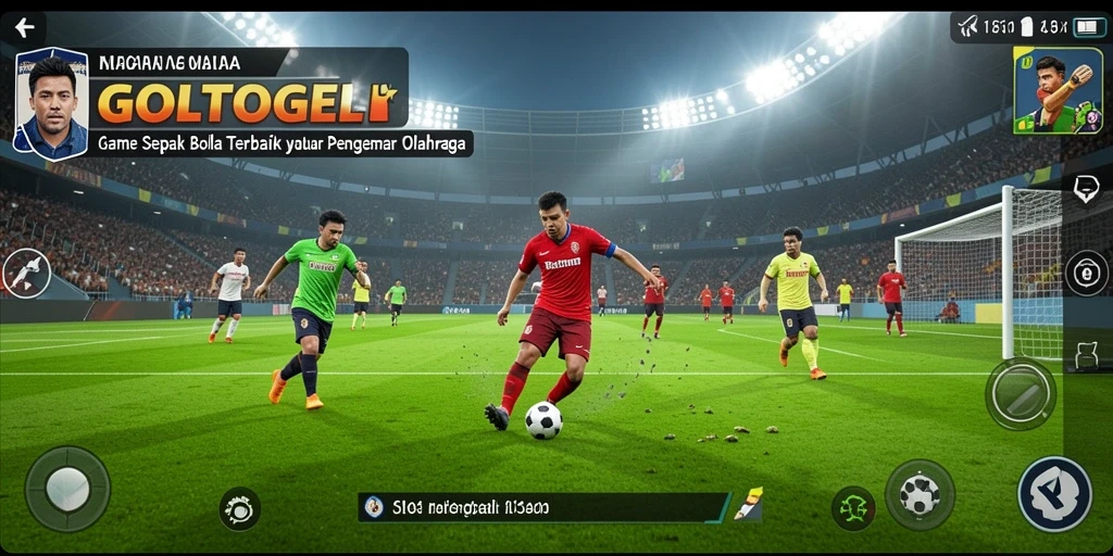 Screenshot GOLTOGEL menunjukkan gameplay sepak bola yang mendebarkan.