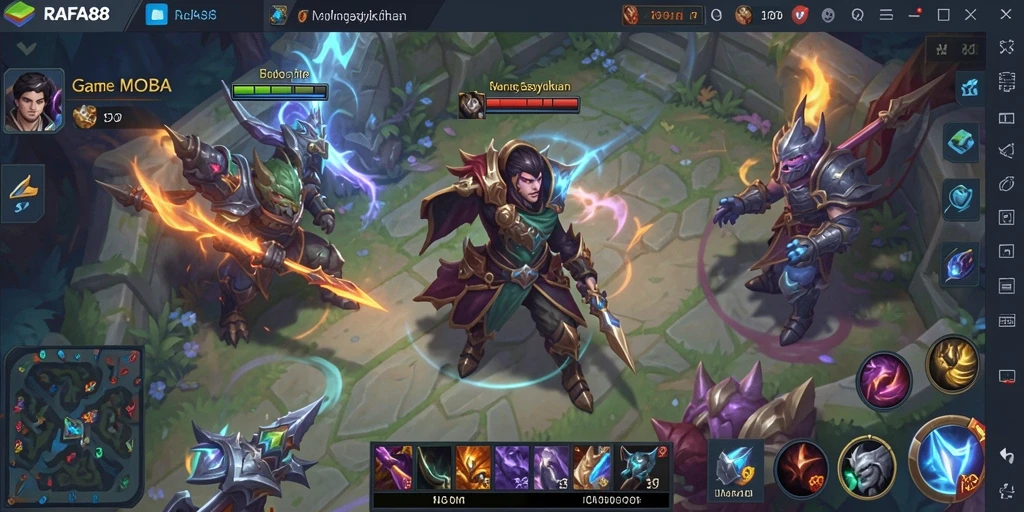Tampilan gameplay menarik dari RAFA88 dengan aksi seru di arena MOBA.