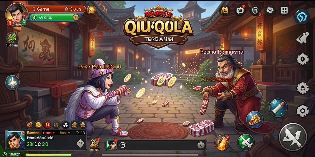 Screenshot gameplay RAJAPOLA menampilkan atmosfer seru permainan QiuQiu.