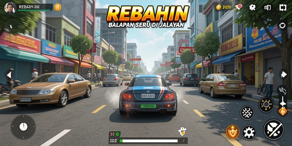 Gameplay seru balapan di REBAHIN yang penuh adrenalin.