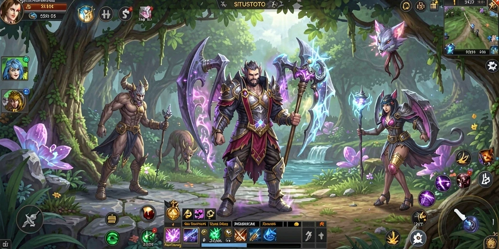 Tampilan gameplay epik di SITUSTOTO dengan karakter yang beraksi.