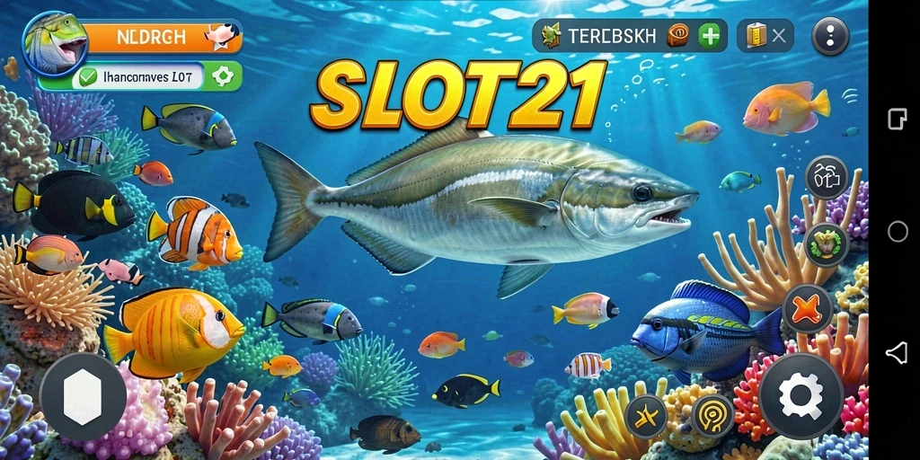 Screenshot utama SLOT21 menampilkan aksi seru gameplay Tembak Ikan.