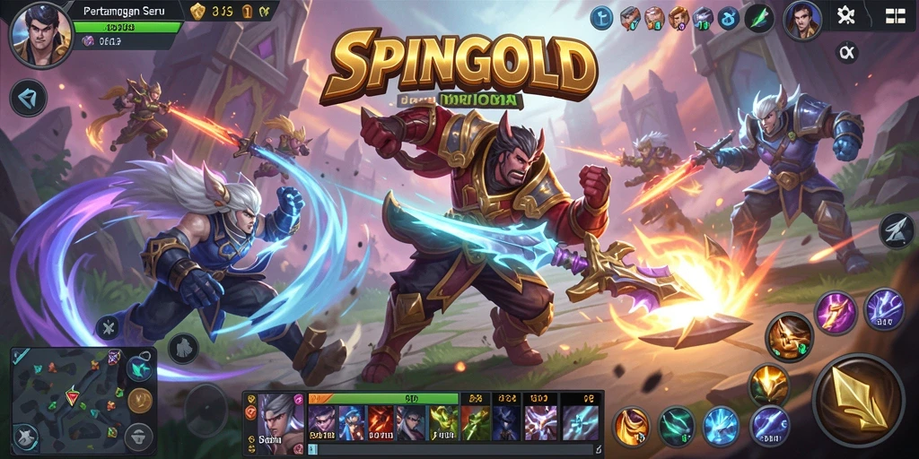 Tampilan mengesankan dari pertempuran dalam SPINGOLD dengan gameplay MOBA.
