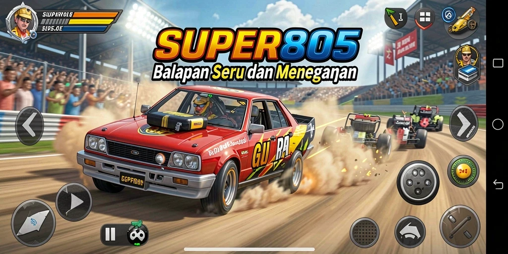 Tampilan gameplay seru di <strong>SUPER805</strong> dengan aksi balap cepat.
