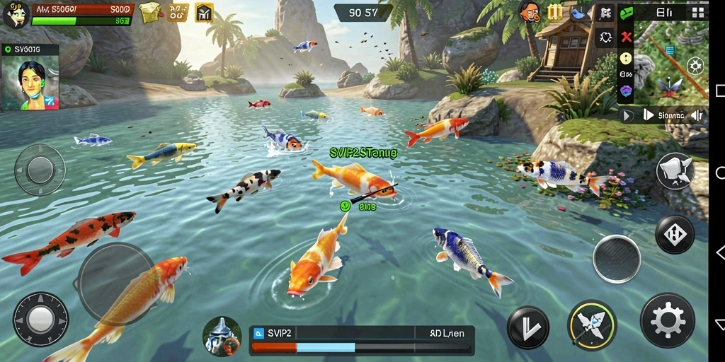 Tampilan gameplay seru dalam SVIP2 saat menembak ikan.