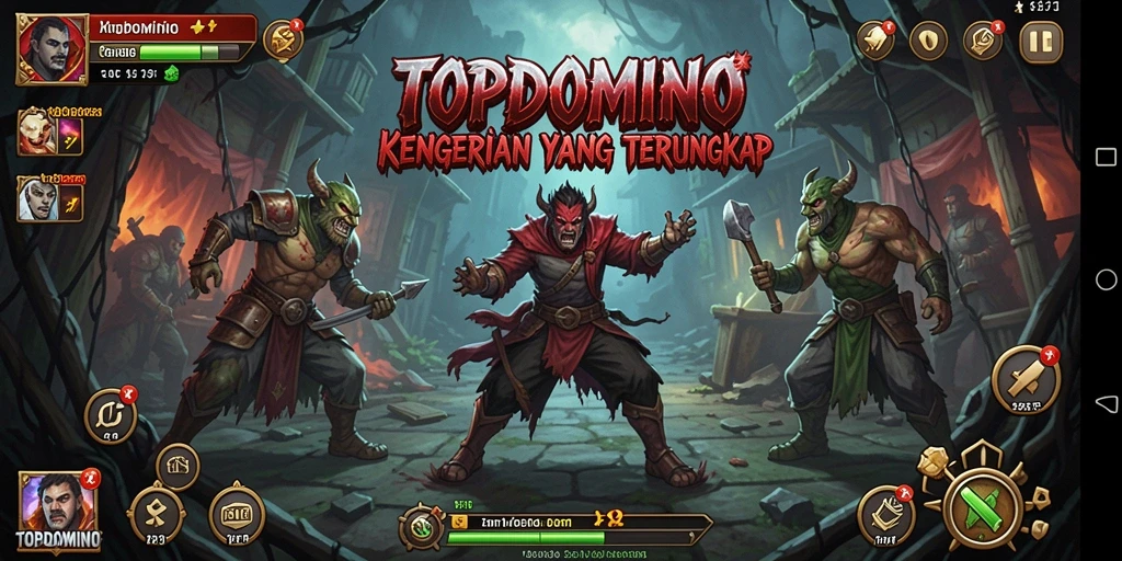 Tangkapan layar gameplay dari TOPDOMINO menunjukkan suasana horor yang mencekam.