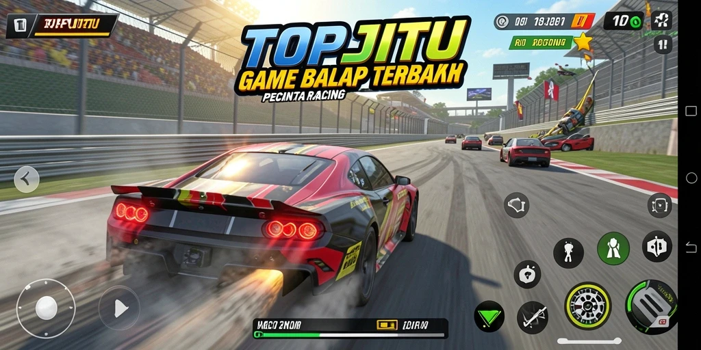 Screenshot gameplay balap yang mendebarkan di TOPJITU.