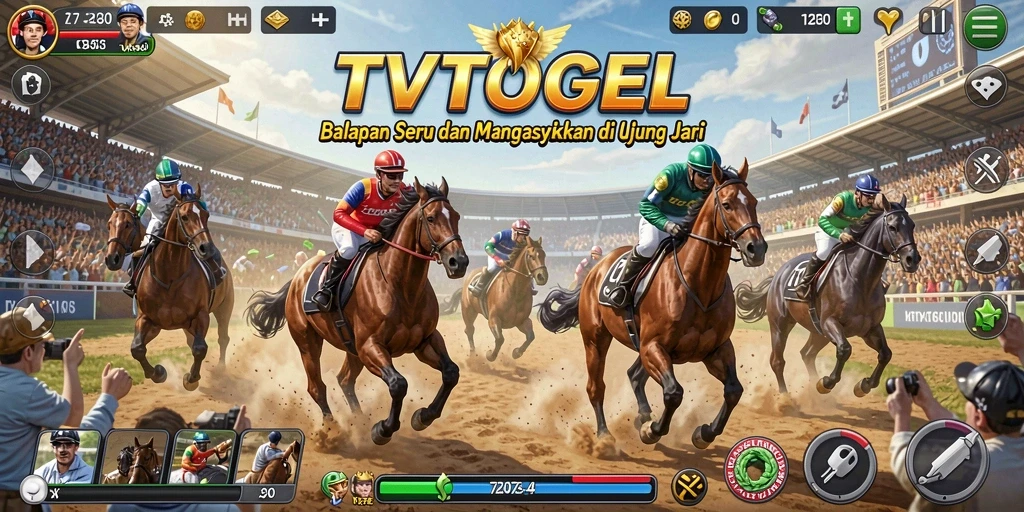 Tampilan gameplay balapan seru di TVTOGEL dengan mobil-mobil menarik.