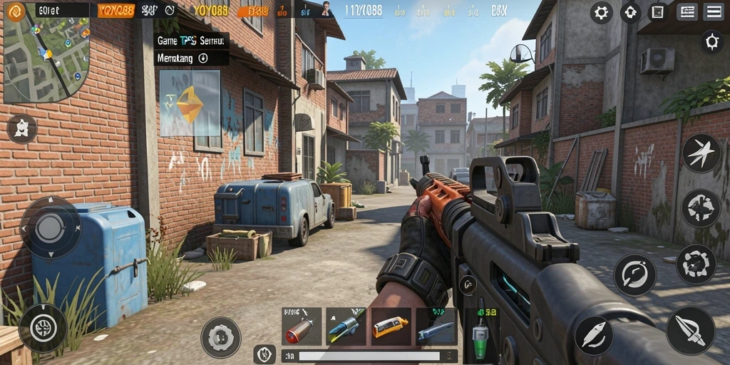 Tampilan seru gameplay TPS dalam YOYO88 dengan aksi pertempuran yang mendebarkan.